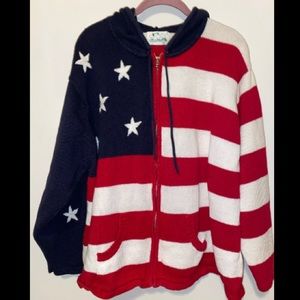 Vintage Quacker Factory American Flag Zip Hoodie
